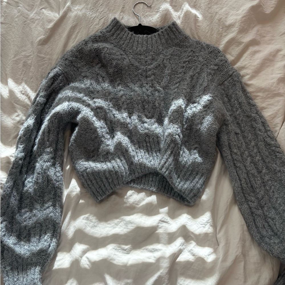 Gray Cable Knit Sweater